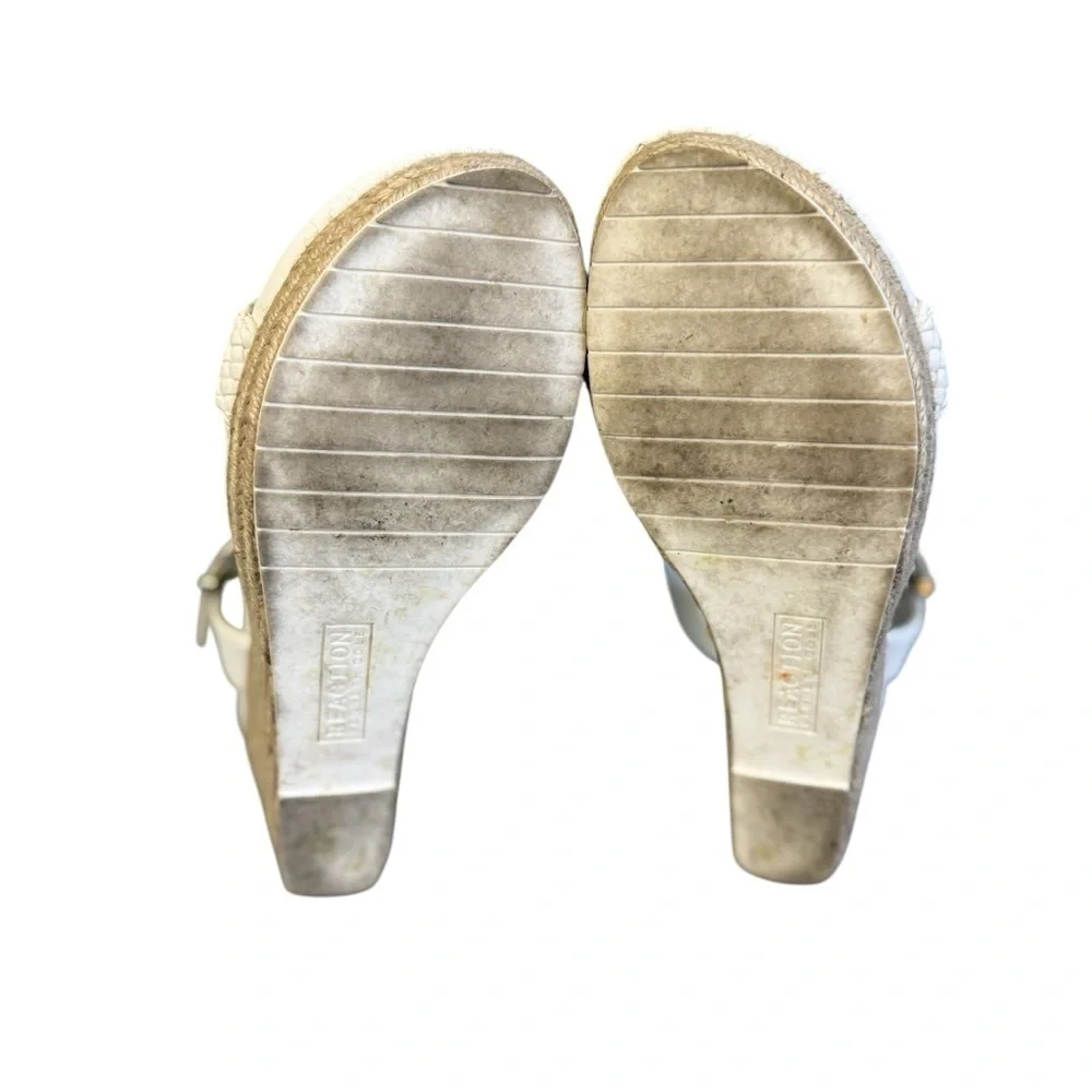 Kenneth Cole Reaction Card Wedge Espadrille Sandals White Size 7.5 #1754